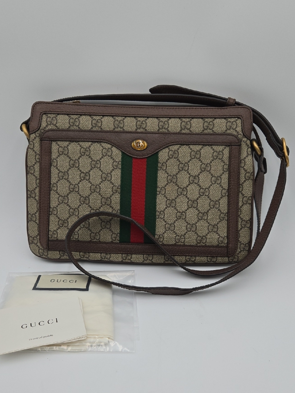 Gucci Ophidia 523534 PVC Shoulder Bag Beige - COA INCLUDED